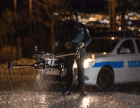 Police Using the M30 in the rain