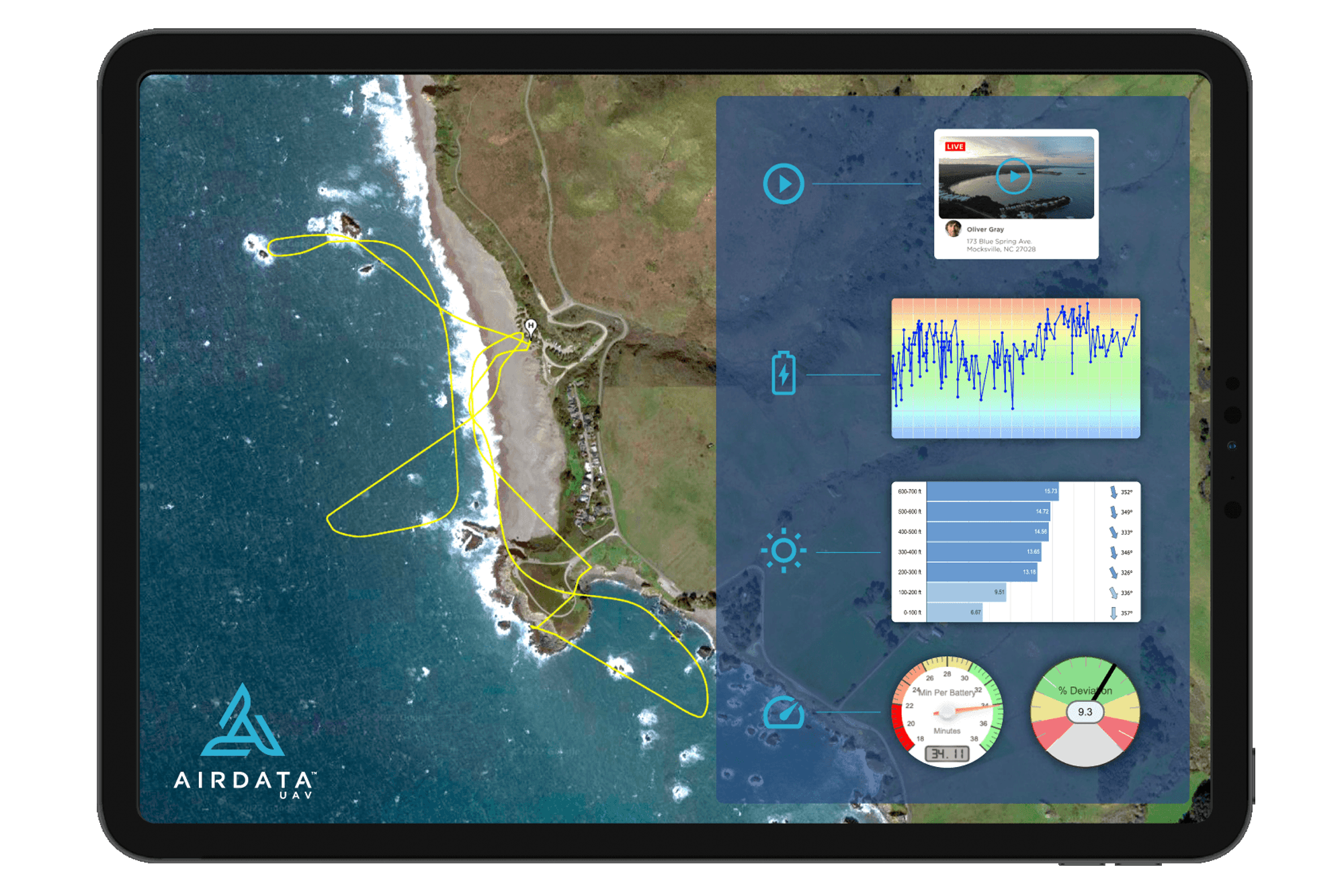 Airdata on tablet